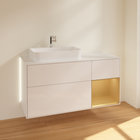 Тумба под раковину Villeroy & Boch Finion 120х50,1 см с подсветкой МДФ глянцевый белый лак/стекло белое матовое G401HFGF