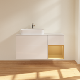 Тумба под раковину Villeroy & Boch Finion 120х50,1 см с подсветкой МДФ глянцевый белый лак/стекло белое матовое G401HFGF