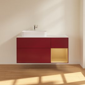 Тумба під раковину Villeroy & Boch Finion 120х50,1 см із підсвічуванням МДФ півонія матовий лак/скло біле матове G401HFHB