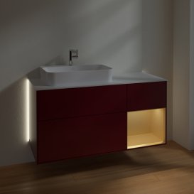 Тумба під раковину Villeroy & Boch Finion 120х50,1 см із підсвічуванням МДФ півонія матовий лак/скло біле матове G401HFHB