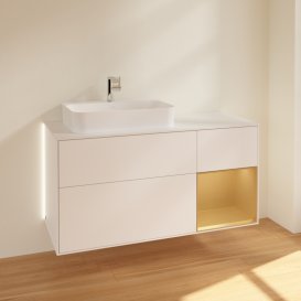 Тумба під раковину Villeroy & Boch Finion 120х50,1 см із підсвічуванням МДФ білий матовий лак/скло чорне матове G401HFMT