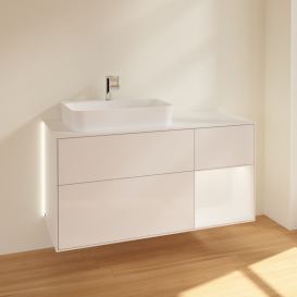 Тумба під раковину Villeroy & Boch Finion 120х50,1 см із підсвічуванням МДФ білий глянцевий лак/скло біле матове G401MTGF