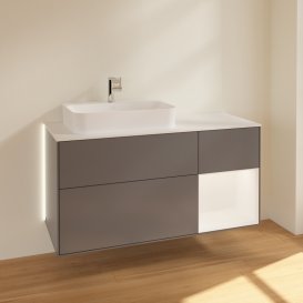 Тумба під раковину Villeroy & Boch Finion 120х50,1 см із підсвічуванням МДФ антрацит матовий лак/скло біле матове G401MTGK