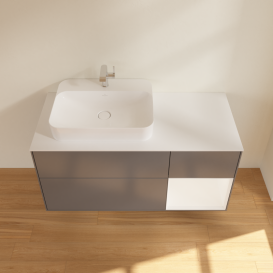 Тумба під раковину Villeroy & Boch Finion 120х50,1 см із підсвічуванням МДФ антрацит матовий лак/скло біле матове G401MTGK