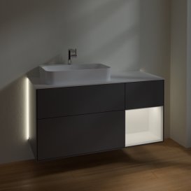 Тумба під раковину Villeroy & Boch Finion 120х50,1 см із підсвічуванням МДФ антрацит матовий лак/скло біле матове G401MTGK