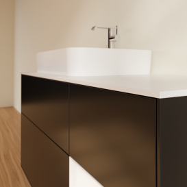 Тумба под раковину Villeroy & Boch Finion 120х50,1 см с подсветкой МДФ черный матовый лак/стекло белое матовое G401MTPD