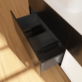 Тумба под раковину Villeroy & Boch Finion 120х50,1 см с подсветкой МДФ черный матовый лак/стекло белое матовое G401MTPD