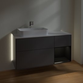 Тумба під раковину Villeroy & Boch Finion 120х50,1 см із підсвічуванням МДФ антрацит матовий лак/скло біле матове G401PDGK