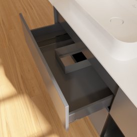 Тумба під раковину Villeroy & Boch Finion 120х50,1 см із підсвічуванням МДФ антрацит матовий лак/скло біле матове G401PDGK