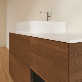 Тумба під раковину Villeroy & Boch Finion 120х50,1 см із підсвічуванням МДФ шпон волоського горіха/скло біле матове G401PDGN