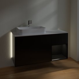 Тумба під раковину Villeroy & Boch Finion 120х50,1 см із підсвічуванням МДФ чорний матовий лак/скло біле матове G401PDPD