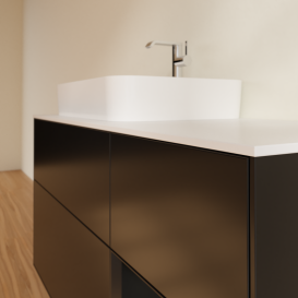 Тумба під раковину Villeroy & Boch Finion 120х50,1 см із підсвічуванням МДФ чорний матовий лак/скло біле матове G401PDPD