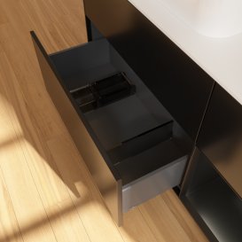 Тумба під раковину Villeroy & Boch Finion 120х50,1 см із підсвічуванням МДФ чорний матовий лак/скло біле матове G401PDPD