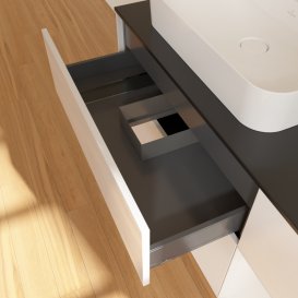 Тумба под раковину Villeroy & Boch Finion 120х50,1 см с подсветкой МДФ глянцевый белый лак/стекло черное матовое G402GFGF