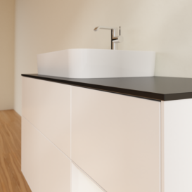 Тумба під раковину Villeroy & Boch Finion 120х50,1 см із підсвічуванням МДФ білий матовий лак/скло чорне матове G402GFMT