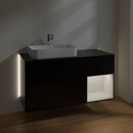 Тумба під раковину Villeroy & Boch Finion 120х50,1 см із підсвічуванням МДФ чорний матовий лак/скло чорне матове G402GFPD