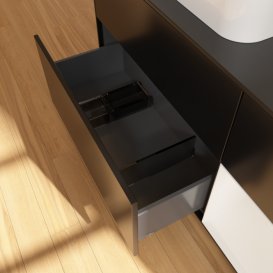 Тумба під раковину Villeroy & Boch Finion 120х50,1 см із підсвічуванням МДФ чорний матовий лак/скло чорне матове G402GFPD