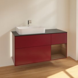 Тумба під раковину Villeroy & Boch Finion 120х50,1 см із підсвічуванням МДФ півонія матовий лак/скло чорне матове G402GNHB