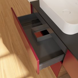 Тумба під раковину Villeroy & Boch Finion 120х50,1 см із підсвічуванням МДФ півонія матовий лак/скло чорне матове G402GNHB