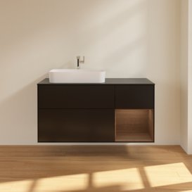 Тумба під раковину Villeroy & Boch Finion 120х50,1 см із підсвічуванням МДФ чорний матовий лак/скло чорне матове G402GNPD