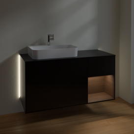 Тумба під раковину Villeroy & Boch Finion 120х50,1 см із підсвічуванням МДФ чорний матовий лак/скло чорне матове G402GNPD