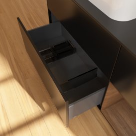 Тумба під раковину Villeroy & Boch Finion 120х50,1 см із підсвічуванням МДФ чорний матовий лак/скло чорне матове G402GNPD