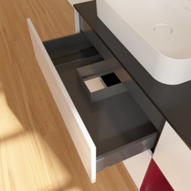 Тумба под раковину Villeroy & Boch Finion 120х50,1 см с подсветкой МДФ глянцевый белый лак/стекло черное матовое G402HBGF