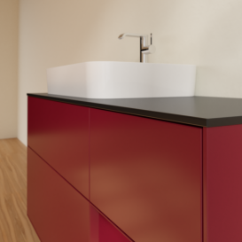 Тумба під раковину Villeroy & Boch Finion 120х50,1 см із підсвічуванням МДФ півонія матовий лак/скло чорне матове G402HBHB