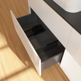 Тумба під раковину Villeroy & Boch Finion 120х50,1 см із підсвічуванням МДФ білий глянцевий лак/скло чорне матове G402MTGF