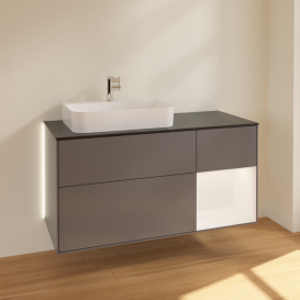 Тумба під раковину Villeroy & Boch Finion 120х50,1 см із підсвічуванням МДФ антрацит матовий лак/скло чорне матове G402MTGK