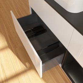 Тумба под раковину Villeroy & Boch Finion 120х50,1 см с подсветкой МДФ глянцевый белый лак/стекло черное матовое G402PDGF