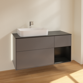 Тумба под раковину Villeroy & Boch Finion 120х50,1 см с подсветкой МДФ антрацит матовый лак/стекло черное матовое G402PDGK