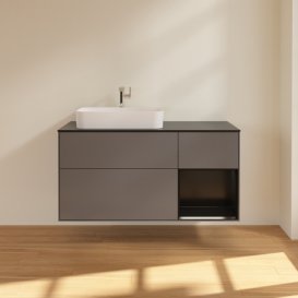 Тумба под раковину Villeroy & Boch Finion 120х50,1 см с подсветкой МДФ антрацит матовый лак/стекло черное матовое G402PDGK