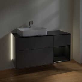 Тумба под раковину Villeroy & Boch Finion 120х50,1 см с подсветкой МДФ антрацит матовый лак/стекло черное матовое G402PDGK