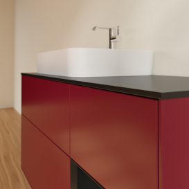 Тумба под раковину Villeroy & Boch Finion 120х50,1 см с подсветкой МДФ пион матовый лак/стекло черное матовое G402PDHB