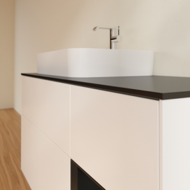 Тумба под раковину Villeroy & Boch Finion 120х50,1 см с подсветкой МДФ белый матовый лак/стекло черное матовое G402PDMT