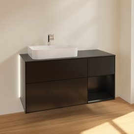 Тумба під раковину Villeroy & Boch Finion 120х50,1 см із підсвічуванням МДФ чорний матовий лак/скло чорне матове G402PDPD