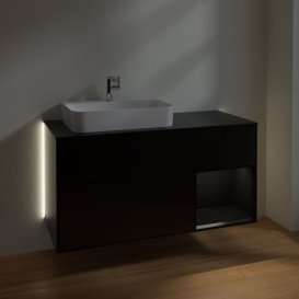 Тумба під раковину Villeroy & Boch Finion 120х50,1 см із підсвічуванням МДФ чорний матовий лак/скло чорне матове G402PDPD