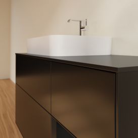 Тумба під раковину Villeroy & Boch Finion 120х50,1 см із підсвічуванням МДФ чорний матовий лак/скло чорне матове G402PDPD