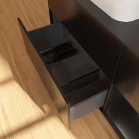Тумба під раковину Villeroy & Boch Finion 120х50,1 см із підсвічуванням МДФ чорний матовий лак/скло чорне матове G402PDPD