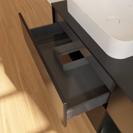 Тумба під раковину Villeroy & Boch Finion 120х50,1 см із підсвічуванням МДФ чорний матовий лак/скло чорне матове G402PDPD