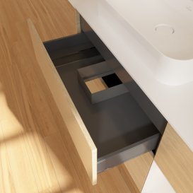 Тумба под раковину Villeroy & Boch Finion 120х50,1 см с подсветкой МДФ шпон дуба/стекло белое матовое G401GFPC