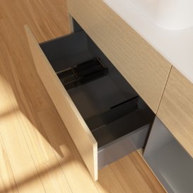 Тумба під раковину Villeroy & Boch Finion 120х50,1 см із підсвічуванням МДФ шпон дуба/скло біле матове G401GKPC