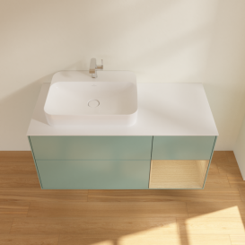 Тумба під раковину Villeroy & Boch Finion 120х50,1 см із підсвічуванням МДФ оливковий матовий лак/скло біле матове G401PCGM