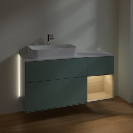 Тумба під раковину Villeroy & Boch Finion 120х50,1 см із підсвічуванням МДФ оливковий матовий лак/скло біле матове G401PCGM