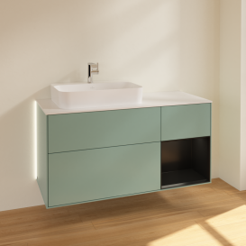 Тумба под раковину Villeroy & Boch Finion 120х50,1 см с подсветкой МДФ оливковый матовый лак/стекло белое матовое G401PDGM