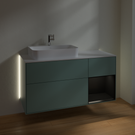 Тумба под раковину Villeroy & Boch Finion 120х50,1 см с подсветкой МДФ оливковый матовый лак/стекло белое матовое G401PDGM
