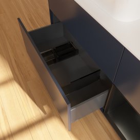 Тумба під раковину Villeroy & Boch Finion 120х50,1 см із підсвічуванням МДФ темно-синій матовий лак/скло біле матове G401PDHG