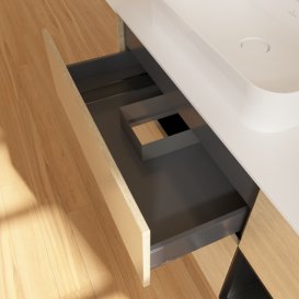 Тумба под раковину Villeroy & Boch Finion 120х50,1 см с подсветкой МДФ шпон дуба/стекло белое матовое G401PDPC