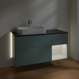 Тумба под раковину Villeroy & Boch Finion 120х50,1 см с подсветкой МДФ оливковый матовый лак/стекло черное матовое G402GFGM